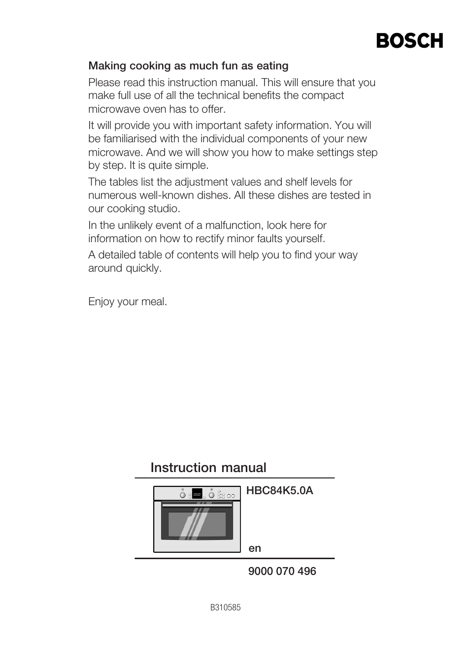 Bosch HBC84K5.0A User Manual | 52 pages