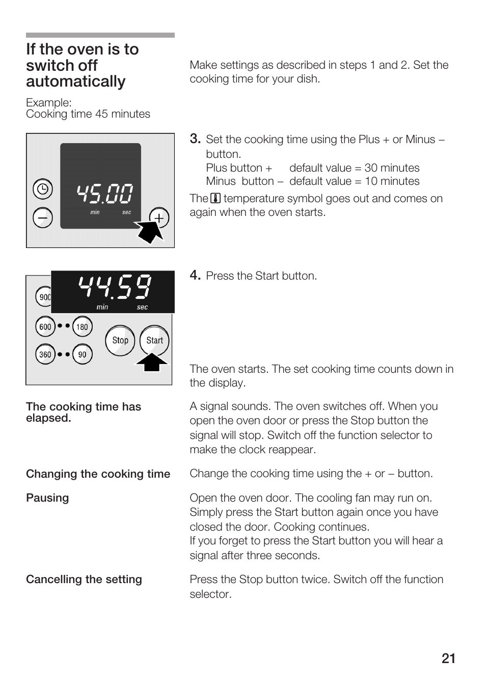 If the oven is to switch off automatically | Bosch HBC84K5.0A User Manual | Page 21 / 52