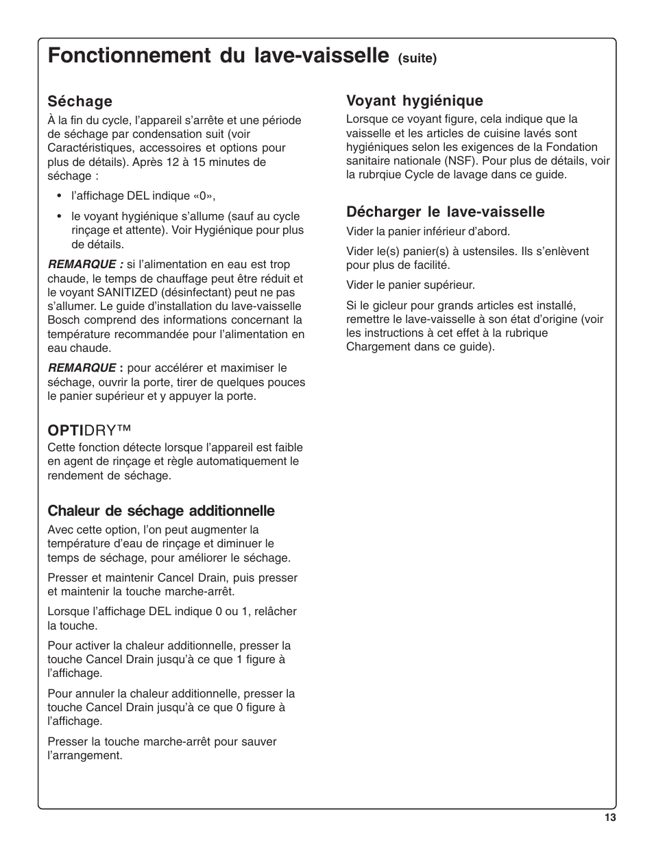 Fonctionnement du lave-vaisselle | Bosch SHE44C User Manual | Page 35 / 64