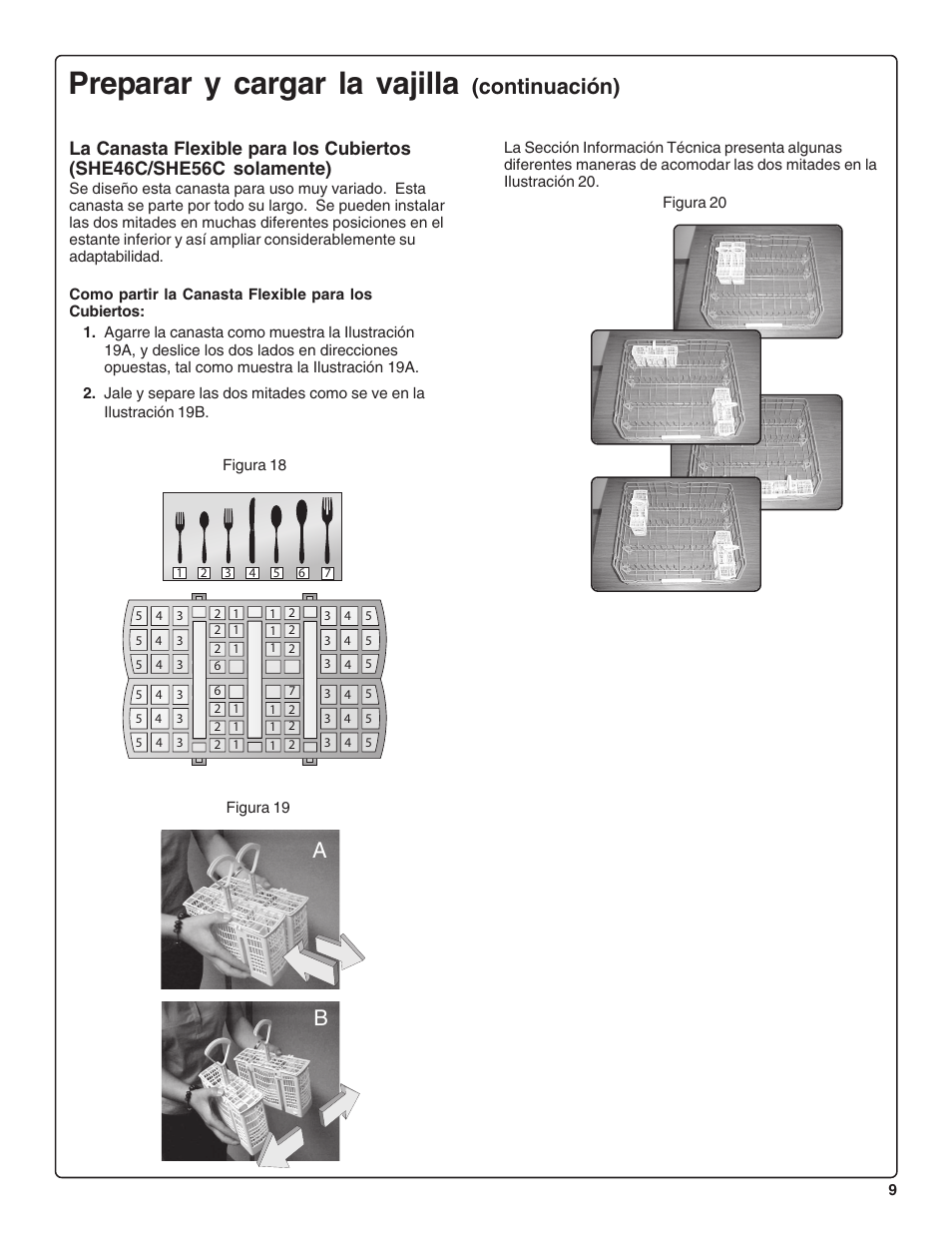 Preparar y cargar la vajilla, Continuación) a b | Bosch SHE44C User Manual | Page 51 / 64