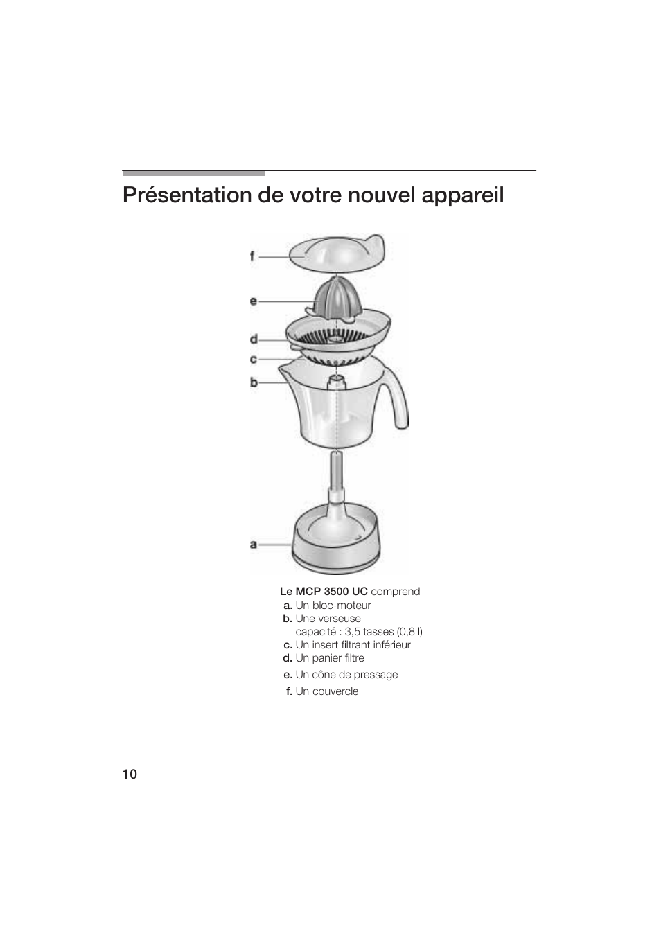 Présentation de votre nouvel appareil | Bosch MCP 3500 User Manual | Page 10 / 24