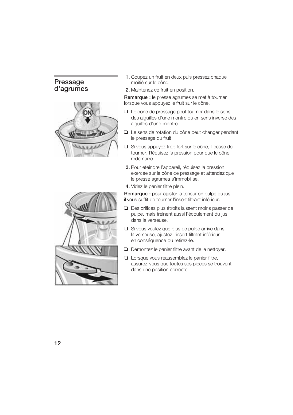 Pressage d'agrumes | Bosch MCP 3500 User Manual | Page 12 / 24