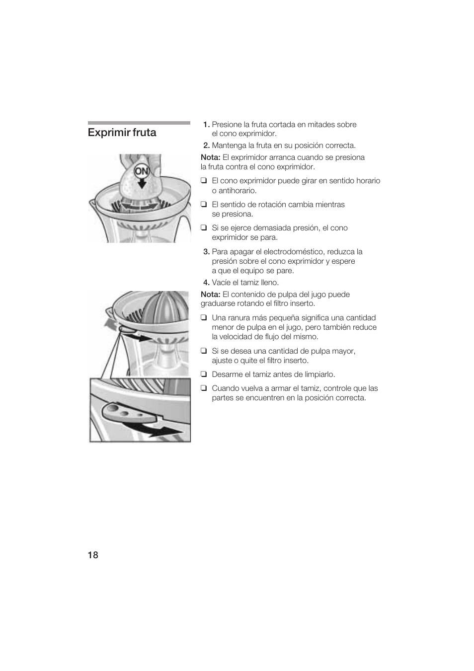 Exprimir fruta | Bosch MCP 3500 User Manual | Page 18 / 24