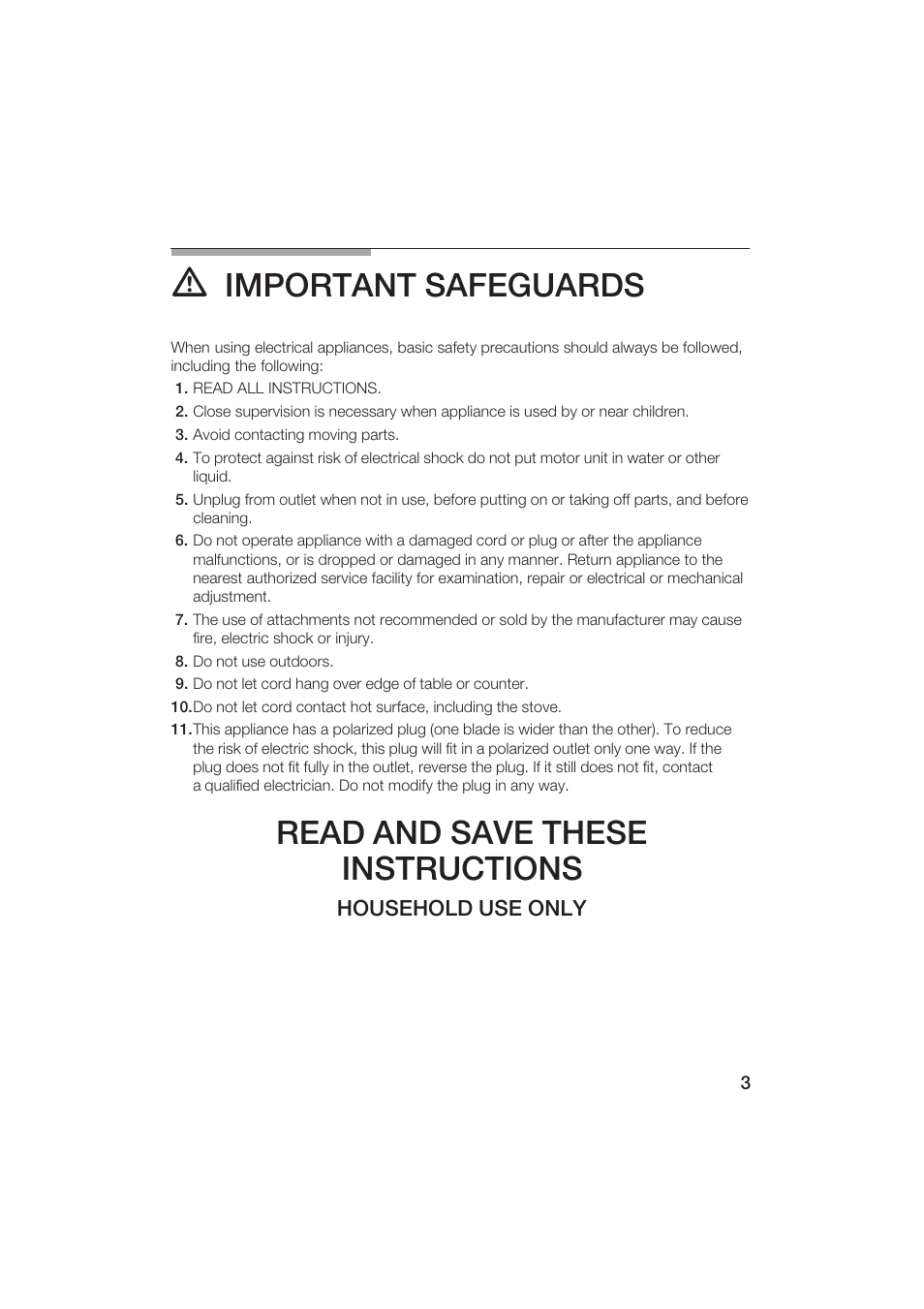 Important safeguards, Read and save these instructions | Bosch MCP 3500 User Manual | Page 3 / 24