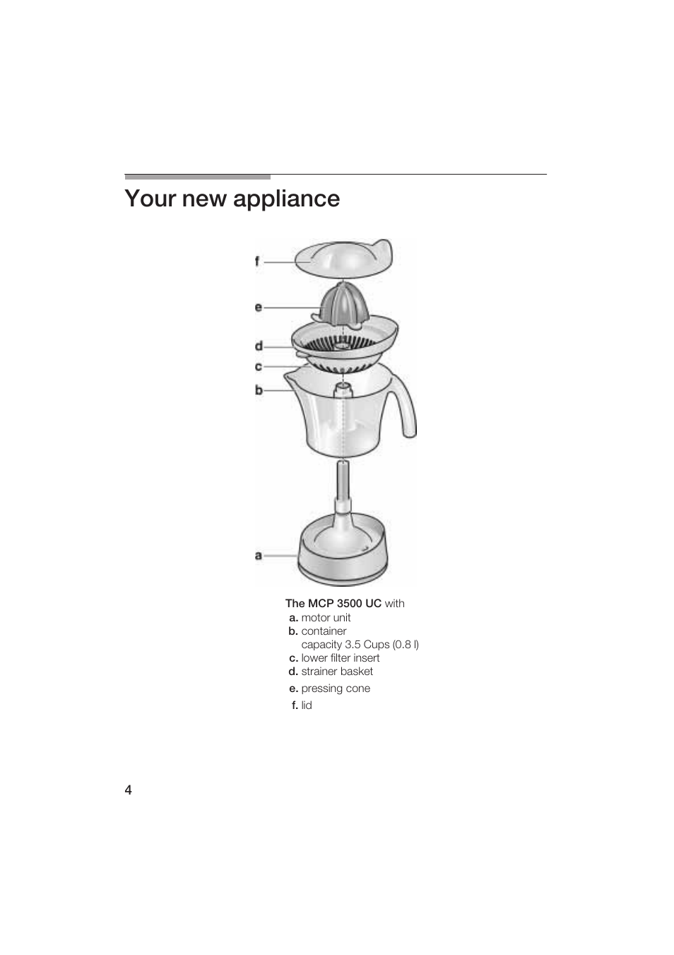 Your new appliance | Bosch MCP 3500 User Manual | Page 4 / 24