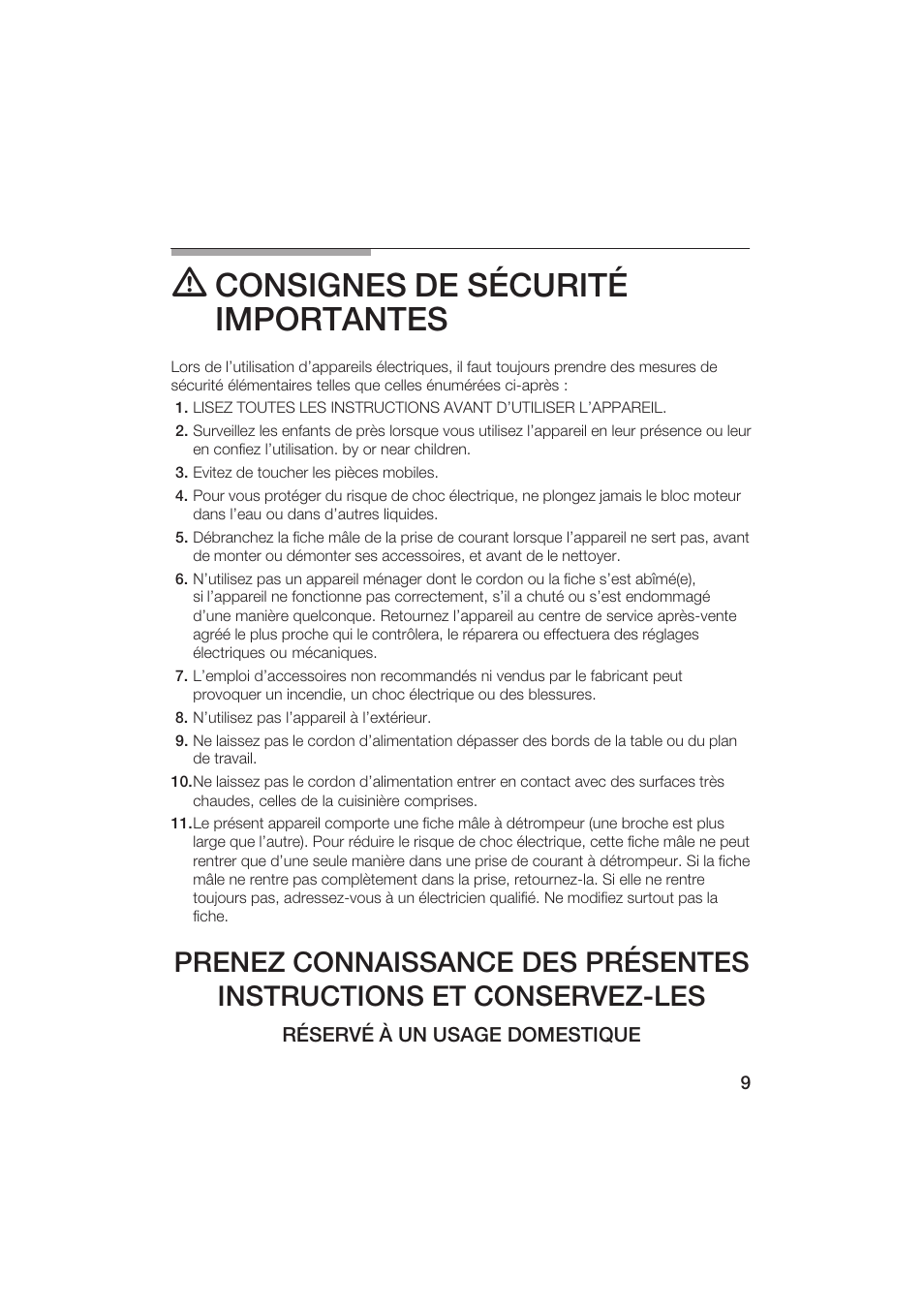 Consignes de sécurité importantes | Bosch MCP 3500 User Manual | Page 9 / 24