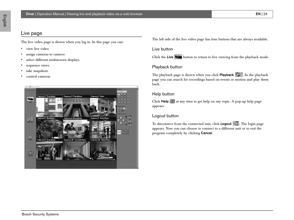 Live page | Bosch EN User Manual | Page 26 / 34