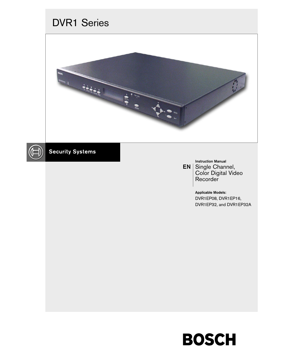 Bosch DVR1EP32A User Manual | 40 pages