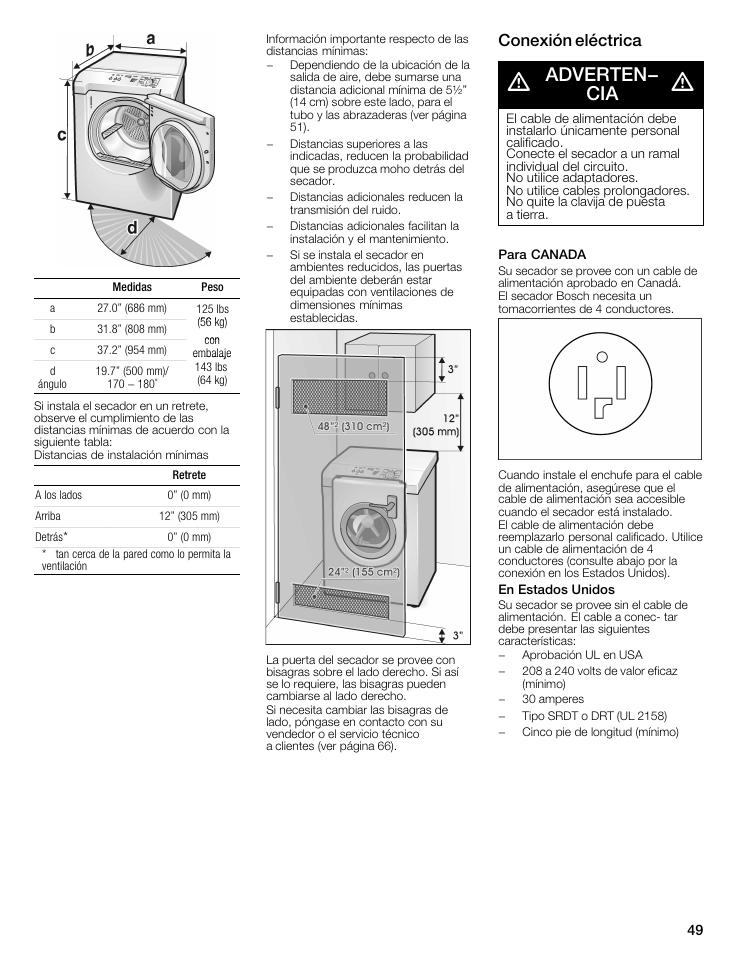 Adverten, Adverten­ cia | Bosch WTMC5321US/CN User Manual | Page 49 / 68