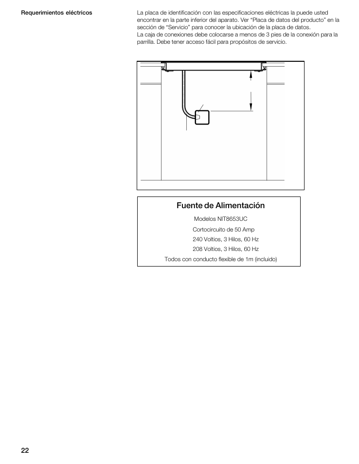 Fuente de alimentación | Bosch NIT8653UC User Manual | Page 22 / 26