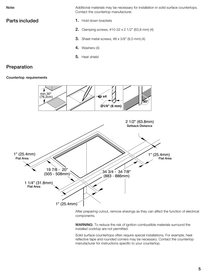 Parts included preparation | Bosch NIT8653UC User Manual | Page 5 / 26
