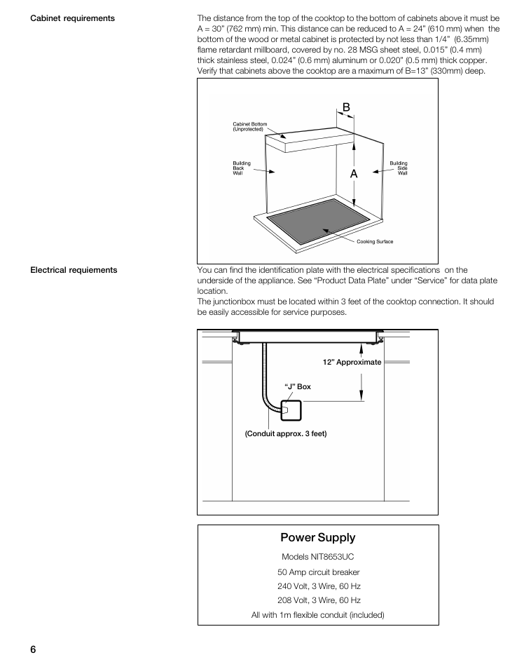 Power supply | Bosch NIT8653UC User Manual | Page 6 / 26