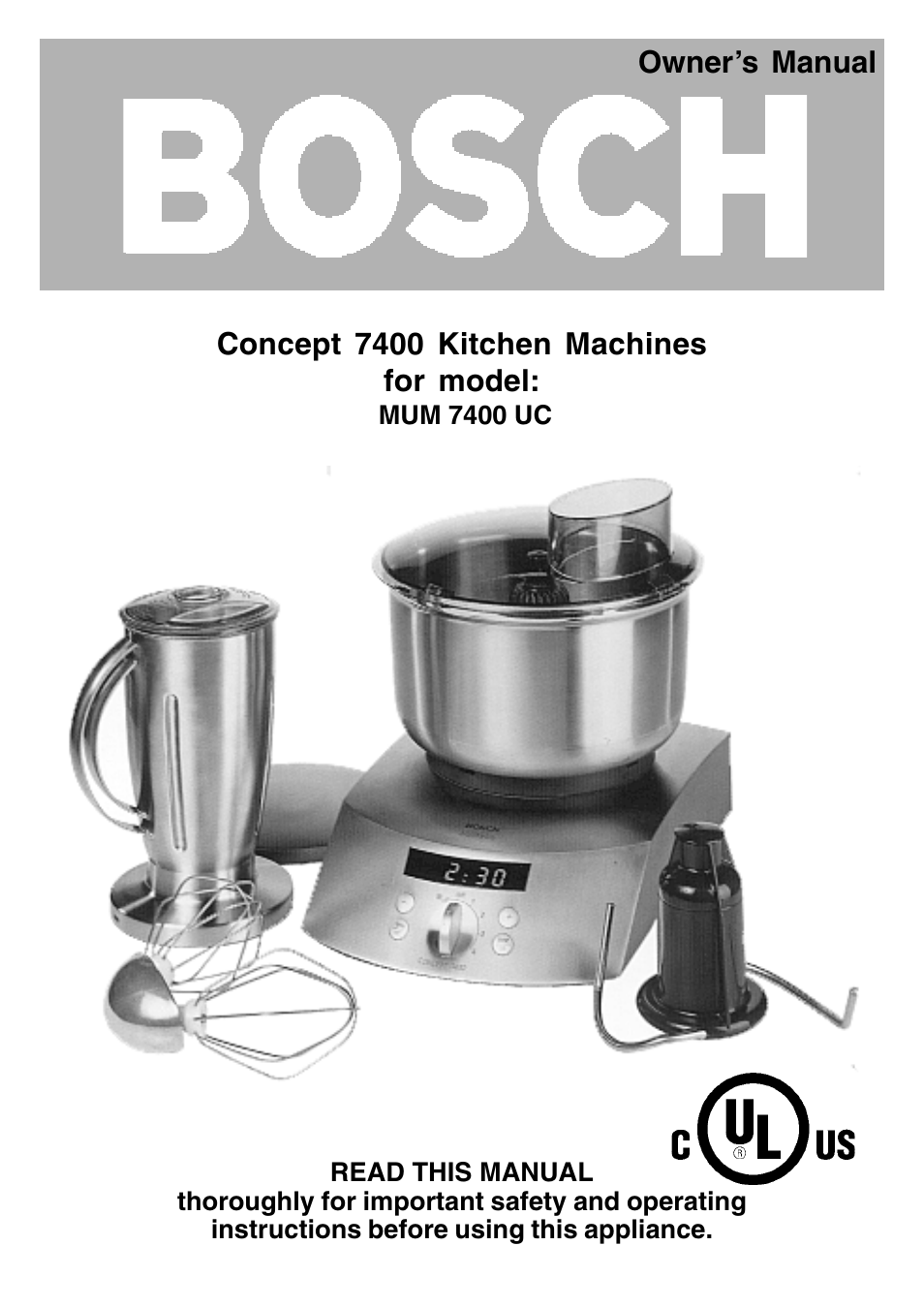 Bosch MUM 7400 UC User Manual | 12 pages