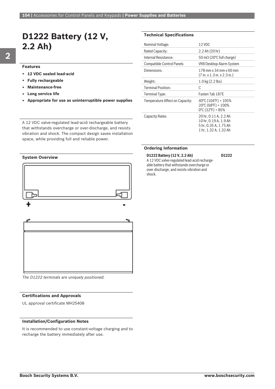 D1222 battery (12 v, 2.2 ah) | Bosch 8-Dec User Manual | Page 112 / 506