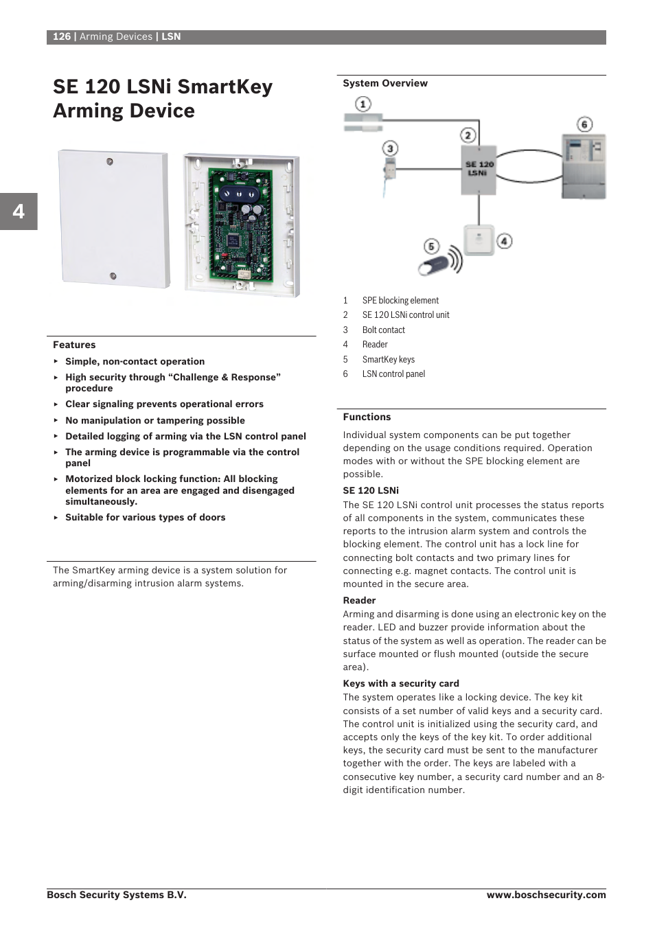 Se 120 lsni smartkey arming device | Bosch 8-Dec User Manual | Page 134 / 506