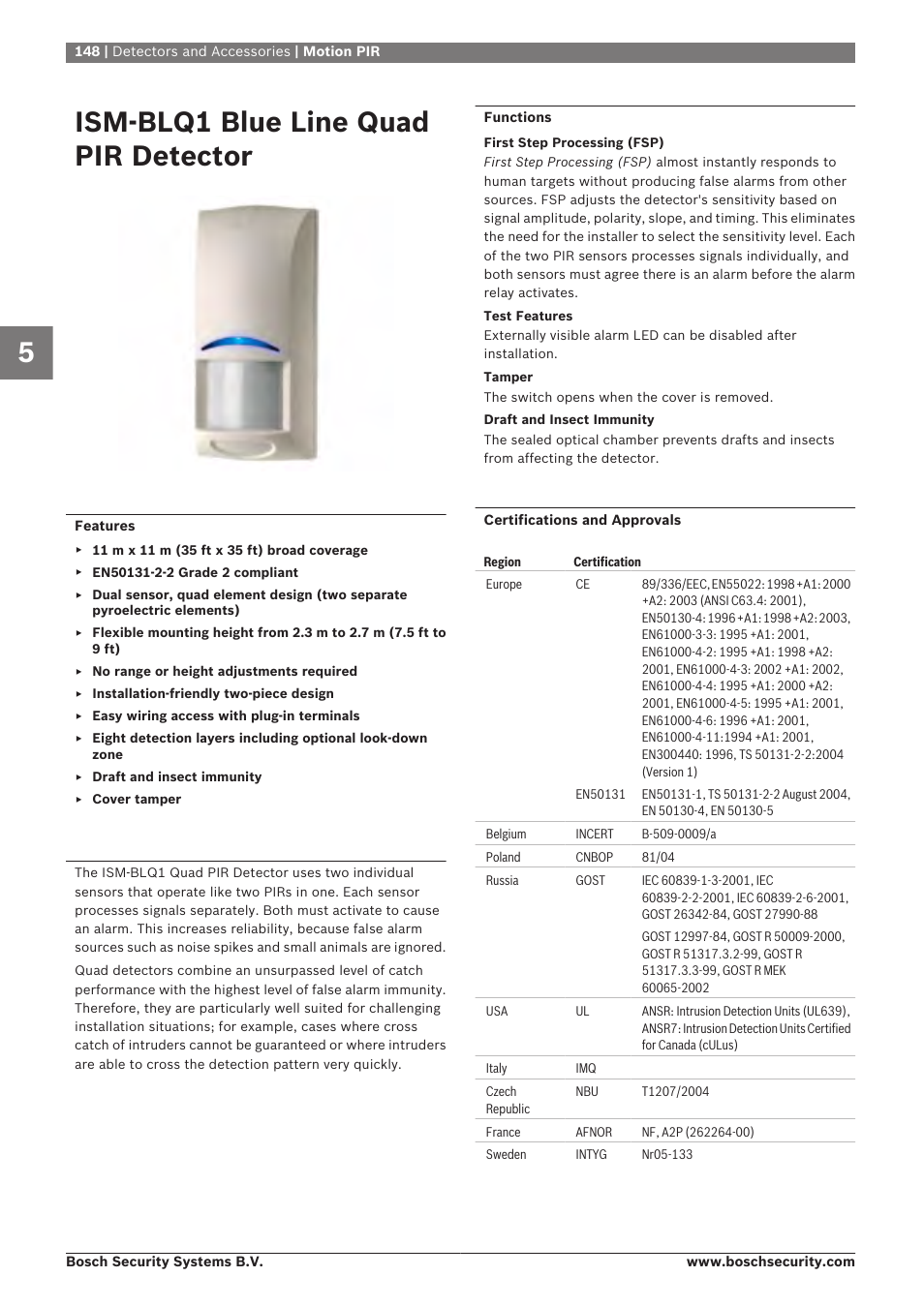 Ism‑blq1 blue line quad pir detector | Bosch 8-Dec User Manual | Page 156 / 506