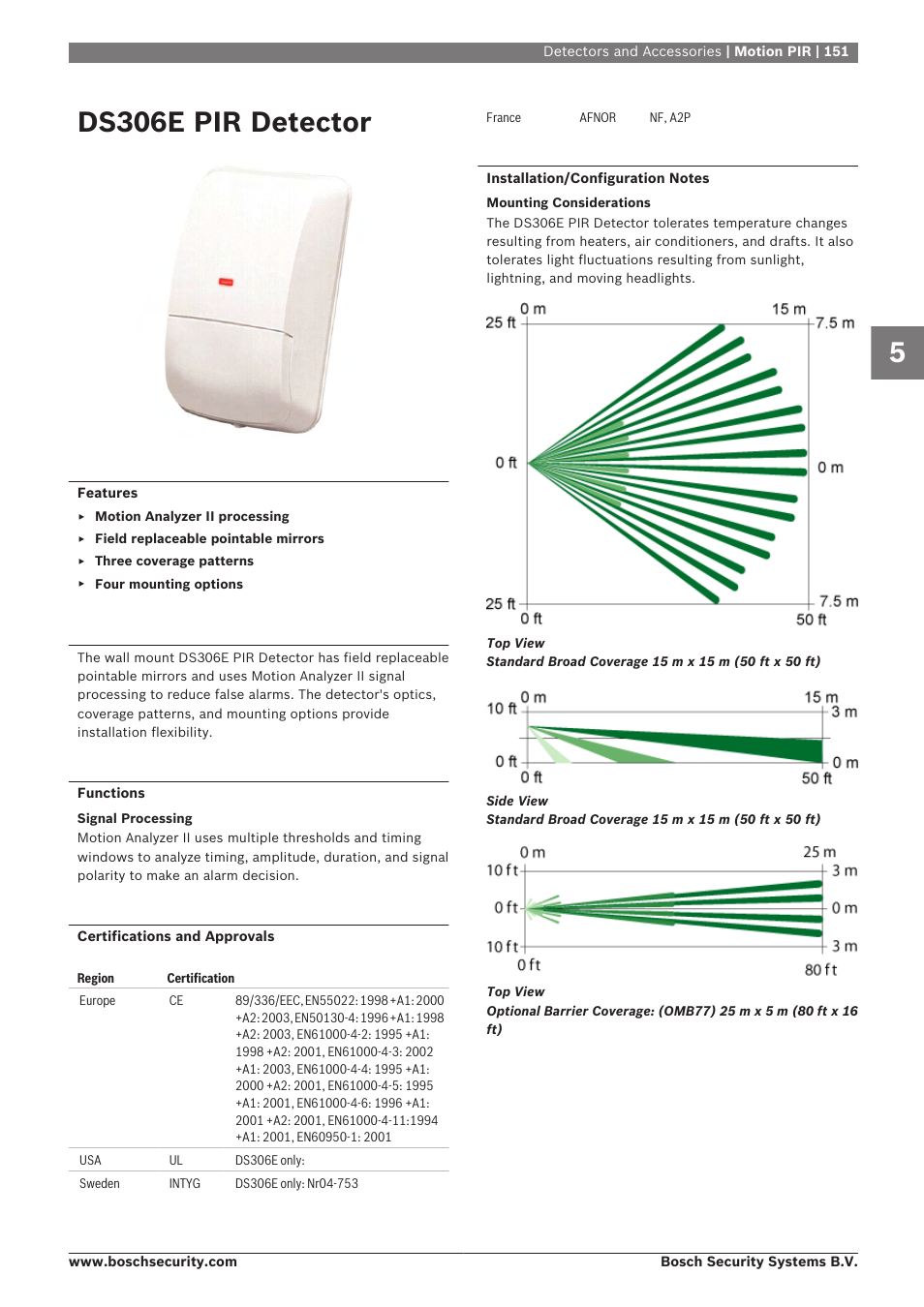 Ds306e pir detector | Bosch 8-Dec User Manual | Page 159 / 506