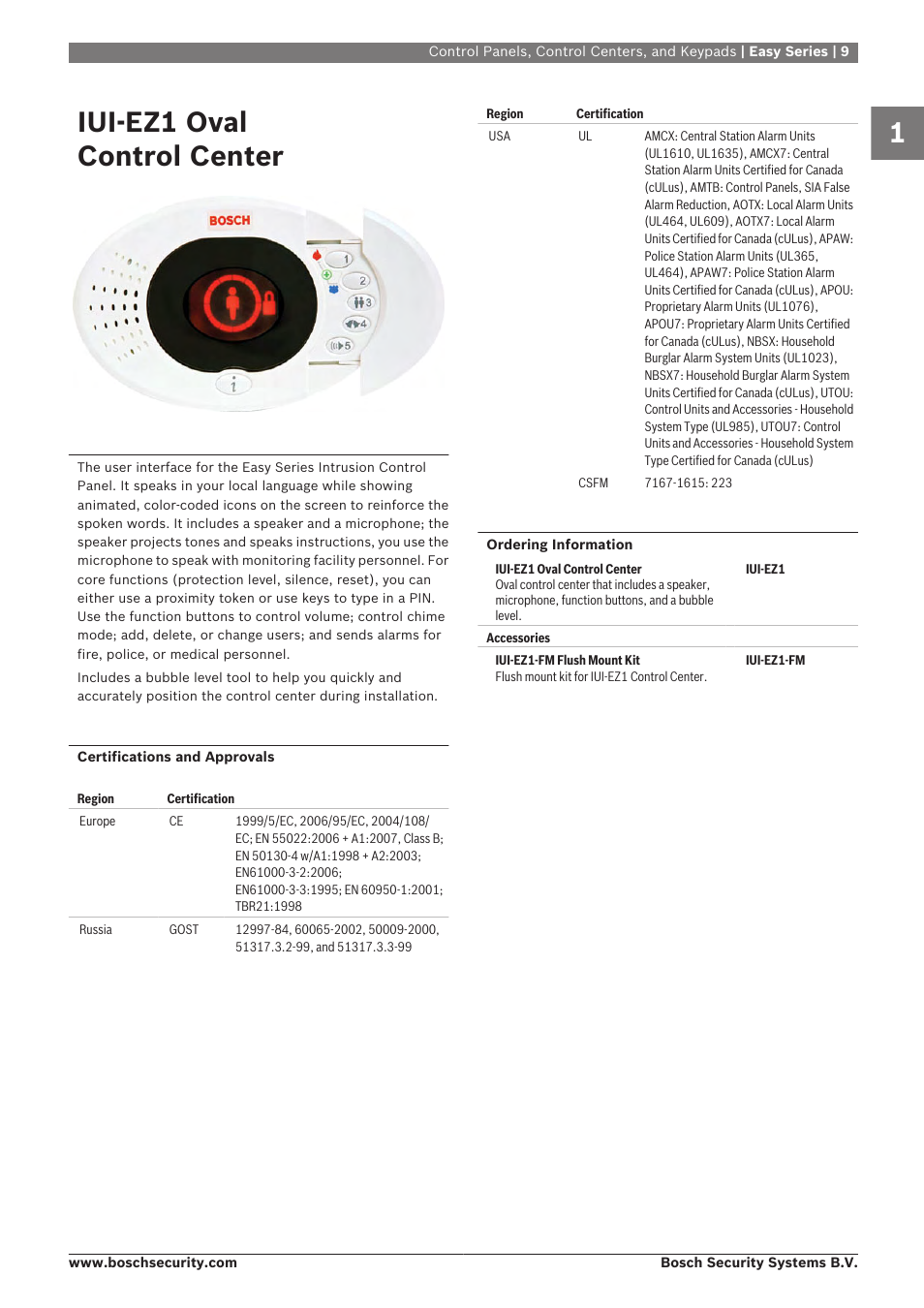 Iui‑ez1 oval control center | Bosch 8-Dec User Manual | Page 17 / 506