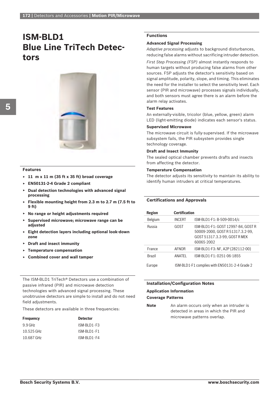 Ism‑bld1 blue line tritech detectors, Ism‑bld1 blue line tritech detec- tors | Bosch 8-Dec User Manual | Page 180 / 506