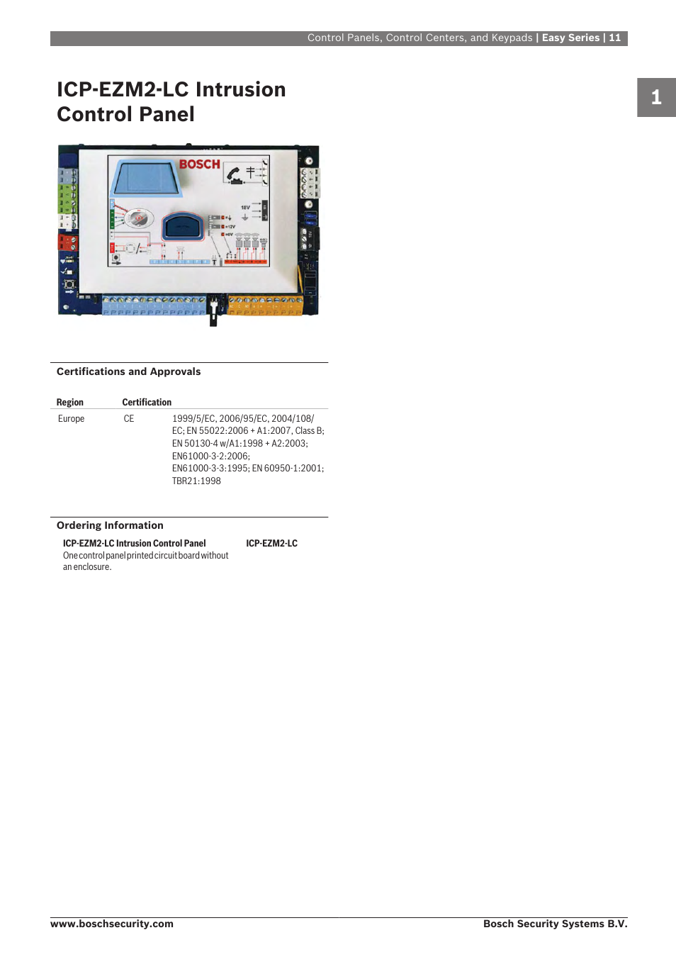 Icp‑ezm2‑lc intrusion control panel | Bosch 8-Dec User Manual | Page 19 / 506