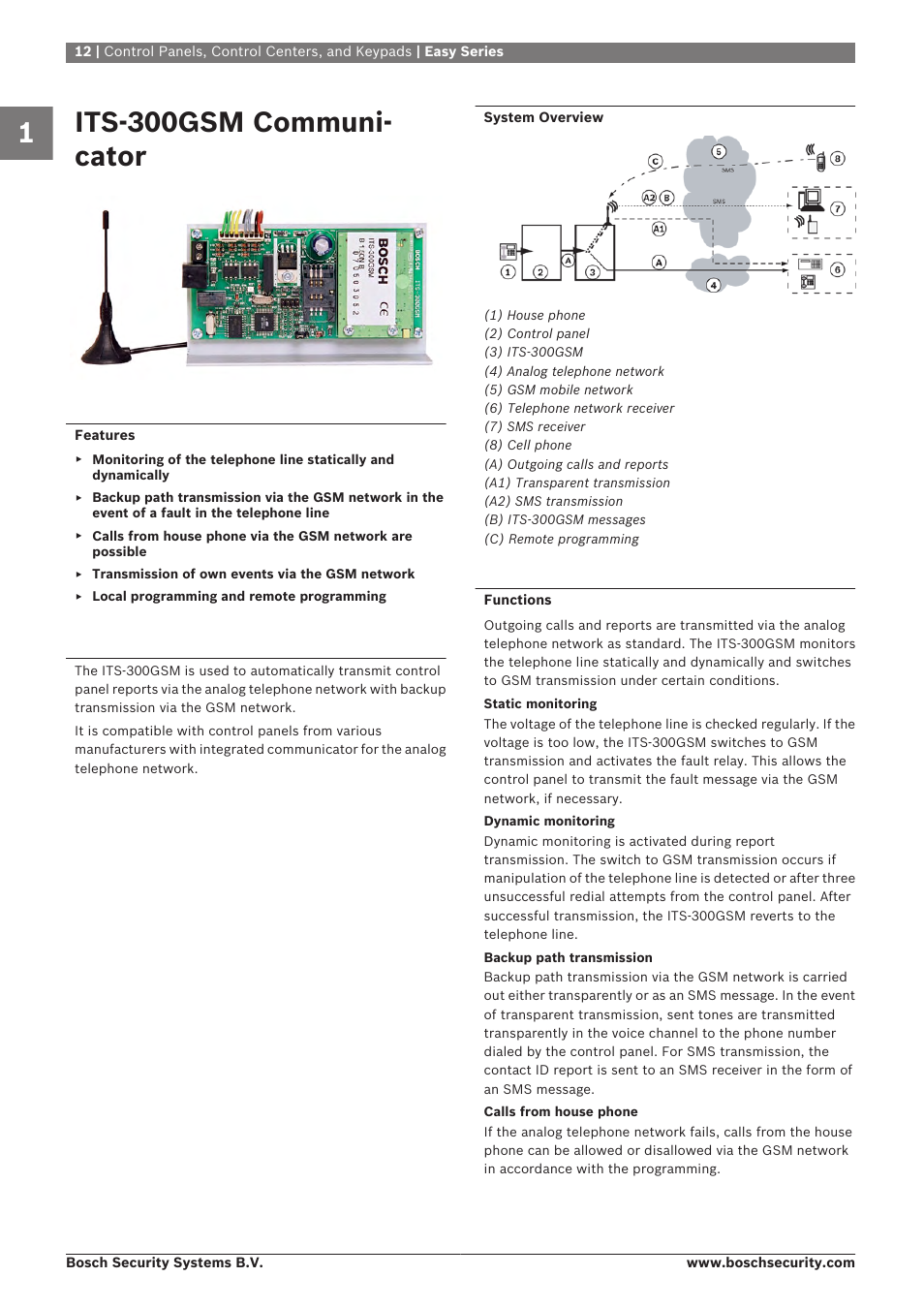 Its-300gsm communicator, Its-300gsm communi- cator | Bosch 8-Dec User Manual | Page 20 / 506