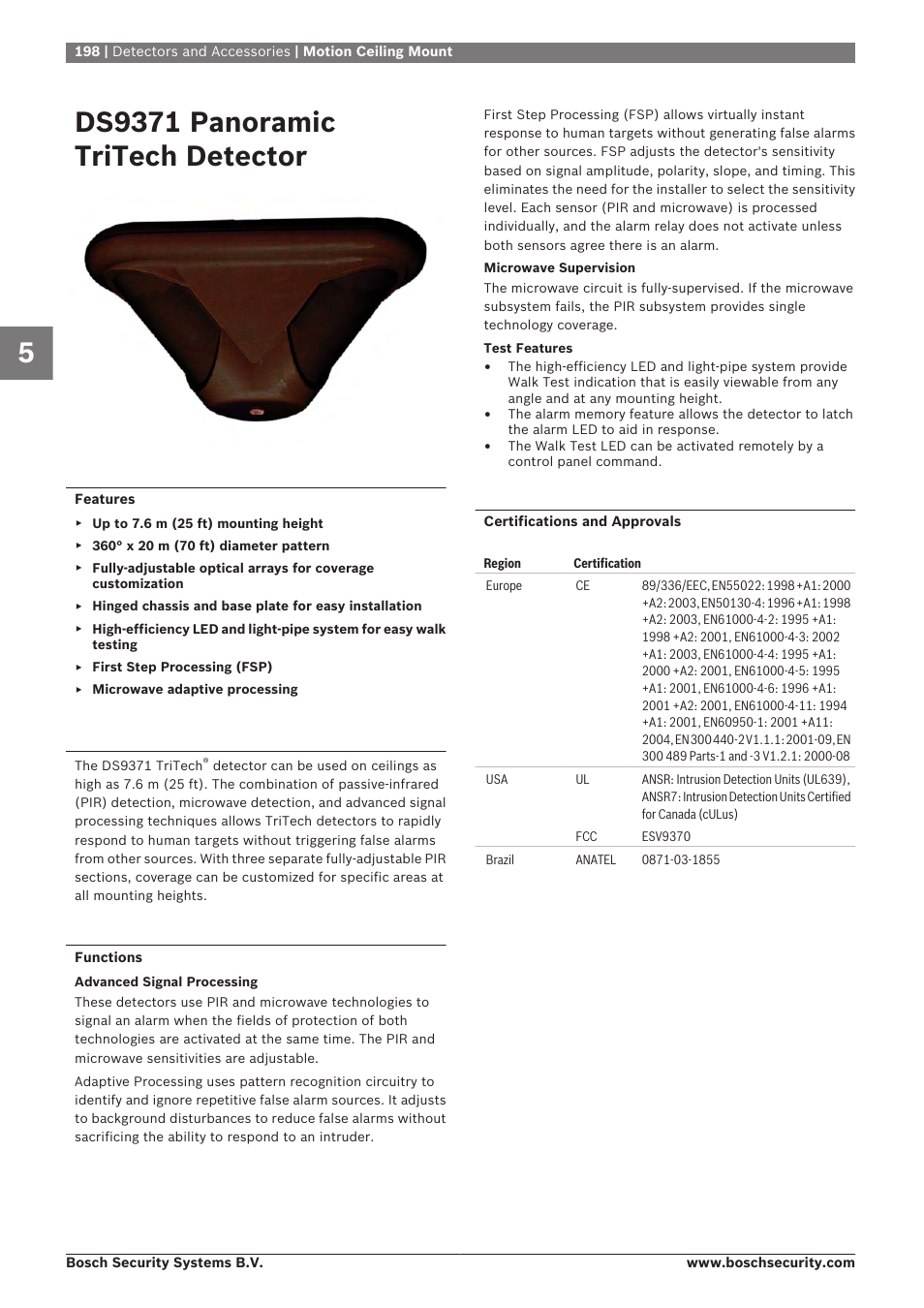 Ds9371 panoramic tritech detector | Bosch 8-Dec User Manual | Page 206 / 506