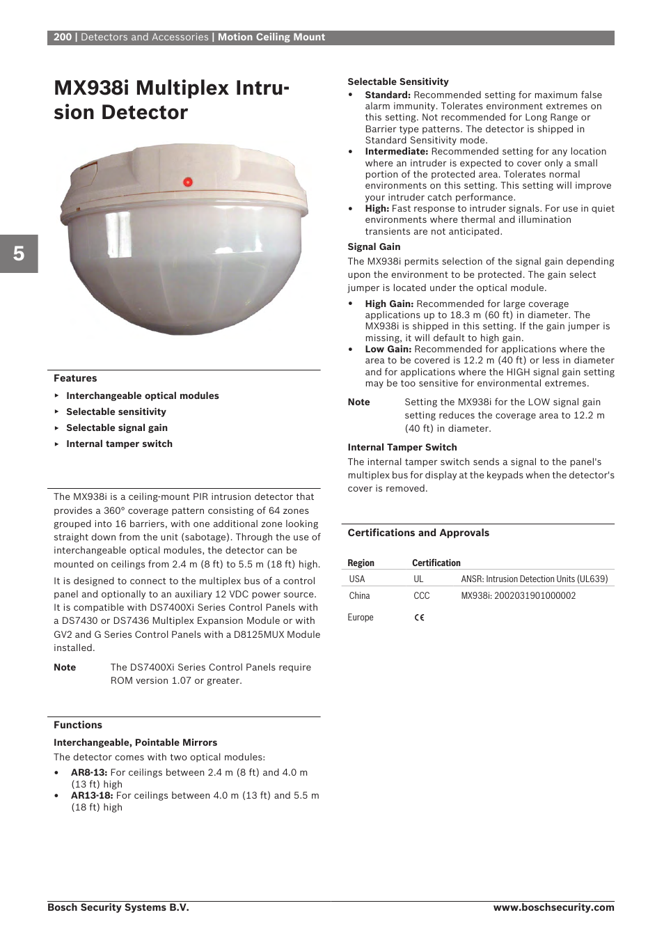 Mx938i multiplex intrusion detector, Mx938i multiplex intru- sion detector | Bosch 8-Dec User Manual | Page 208 / 506