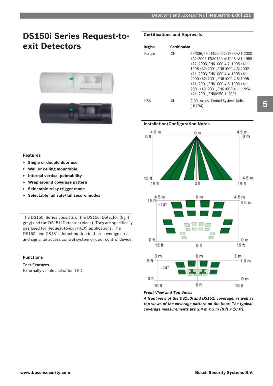 Ds150i series request-to-exit detectors, Request-to-exit, Ds150i series request-to- exit detectors | Bosch 8-Dec User Manual | Page 219 / 506