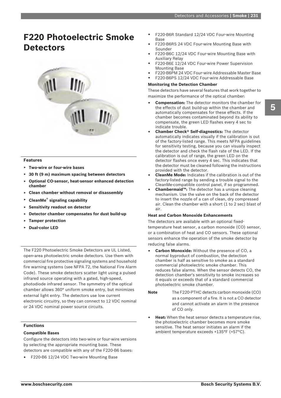 F220 photoelectric smoke detectors, Smoke | Bosch 8-Dec User Manual | Page 239 / 506