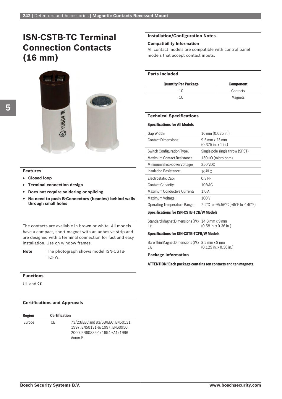 Isn‑cstb‑tc terminal connection contacts (16 mm), Isn‑cstb‑tc terminal connection contacts, 16 mm) | Bosch 8-Dec User Manual | Page 250 / 506