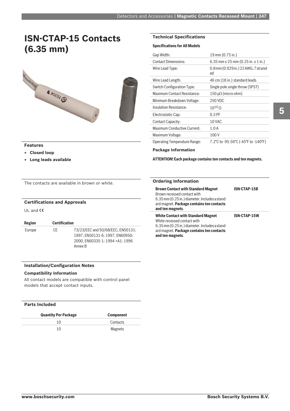 Isn‑ctap‑15 contacts (6.35 mm) | Bosch 8-Dec User Manual | Page 255 / 506