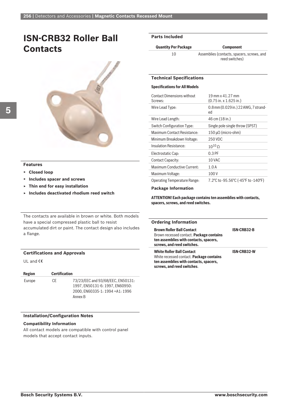 Isn‑crb32 roller ball contacts | Bosch 8-Dec User Manual | Page 264 / 506