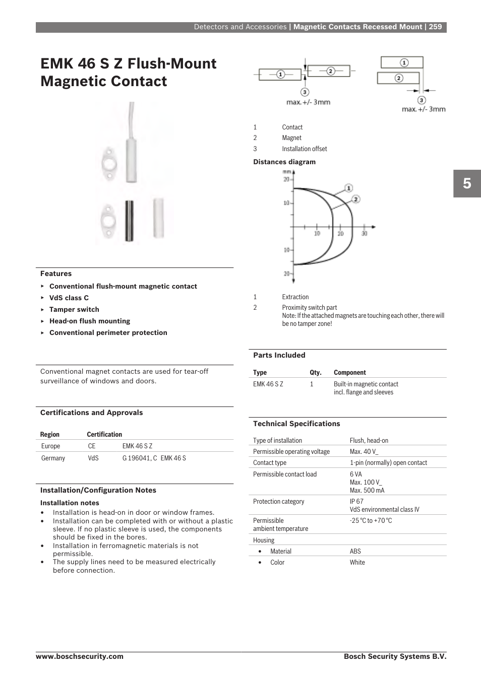 Emk 46 s z flush-mount magnetic contact | Bosch 8-Dec User Manual | Page 267 / 506
