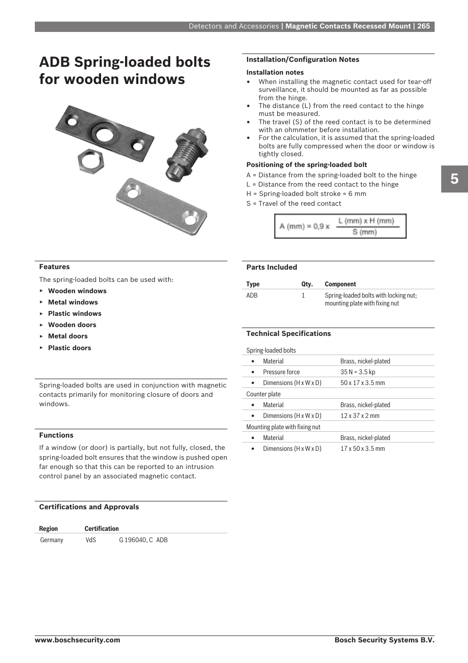 Adb spring-loaded bolts for wooden windows | Bosch 8-Dec User Manual | Page 273 / 506