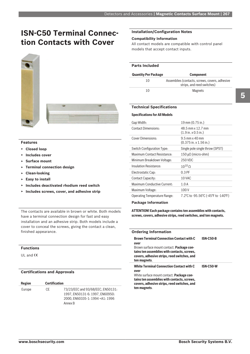 Isn‑c50 terminal connection contacts with cover, Isn‑c50 terminal connection contacts, With cover | Isn‑c50 terminal connec- tion contacts with cover | Bosch 8-Dec User Manual | Page 275 / 506