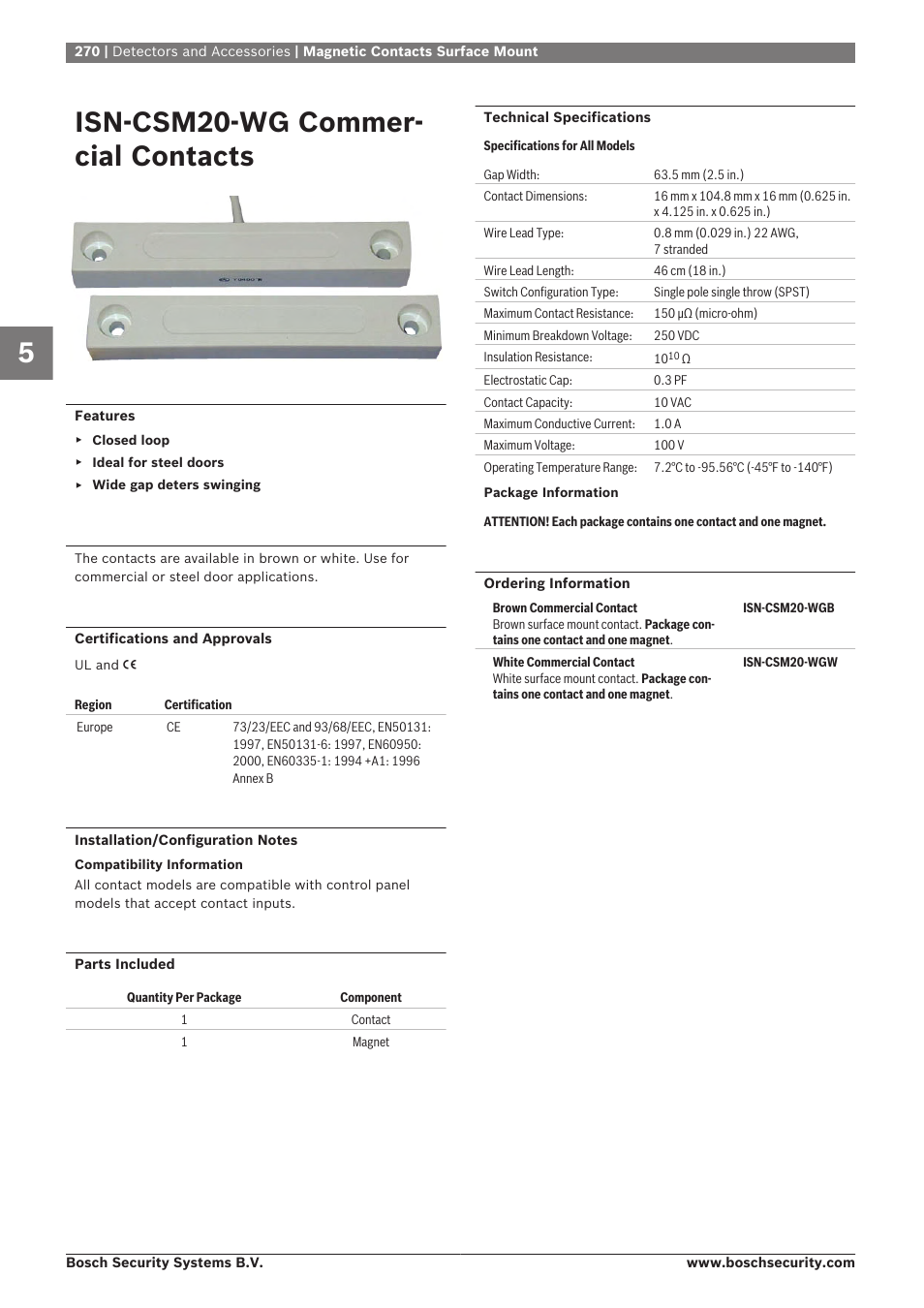 Isn‑csm20‑wg commercial contacts, Isn‑csm20‑wg commer- cial contacts | Bosch 8-Dec User Manual | Page 278 / 506