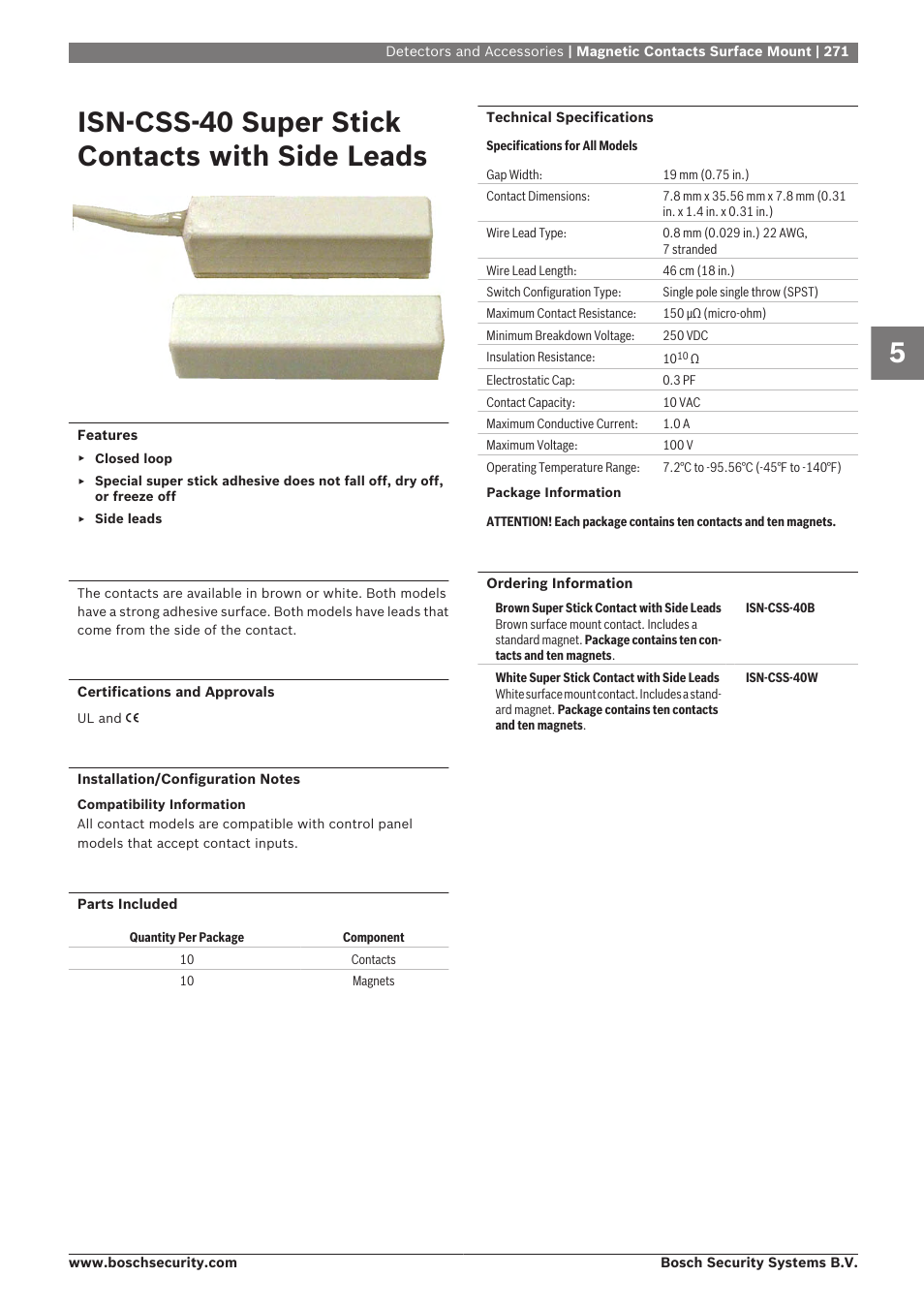 Isn‑css‑40 super stick contacts with side leads | Bosch 8-Dec User Manual | Page 279 / 506