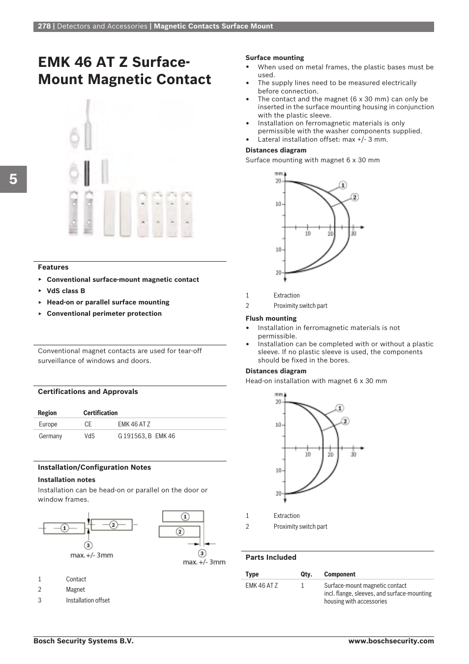 Emk 46 at z surface-mount magnetic contact, Emk 46 at z surface- mount magnetic contact | Bosch 8-Dec User Manual | Page 286 / 506
