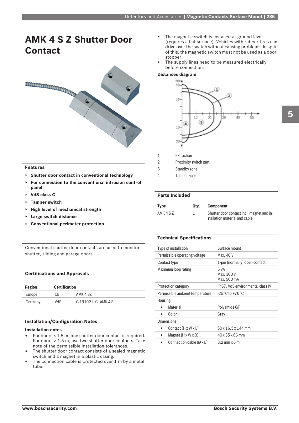 Amk 4 s z shutter door contact | Bosch 8-Dec User Manual | Page 293 / 506