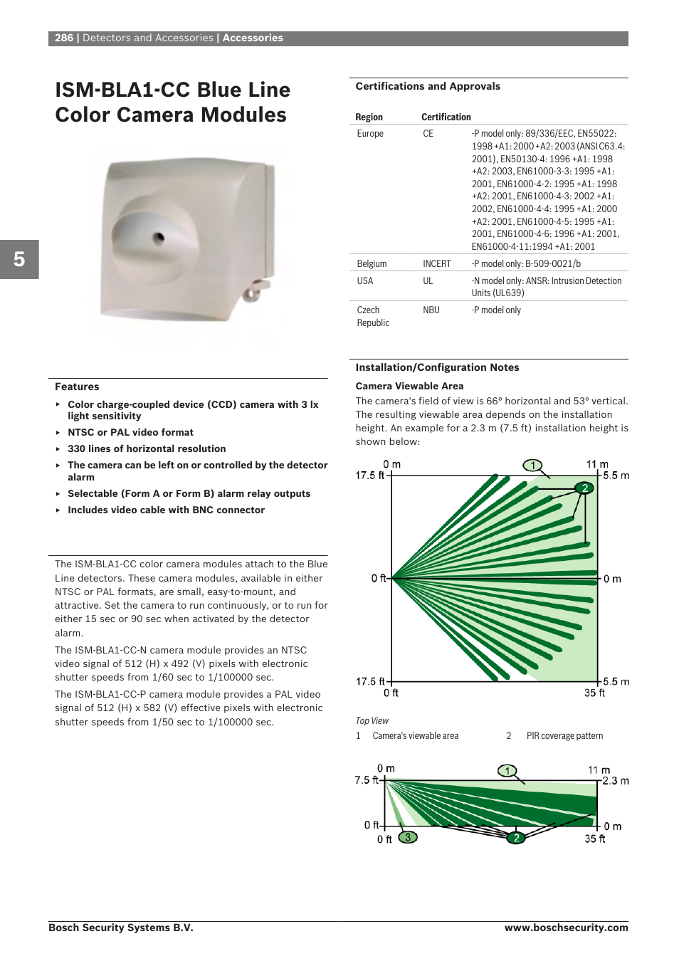 Ism‑bla1‑cc blue line color camera modules, Accessories | Bosch 8-Dec User Manual | Page 294 / 506