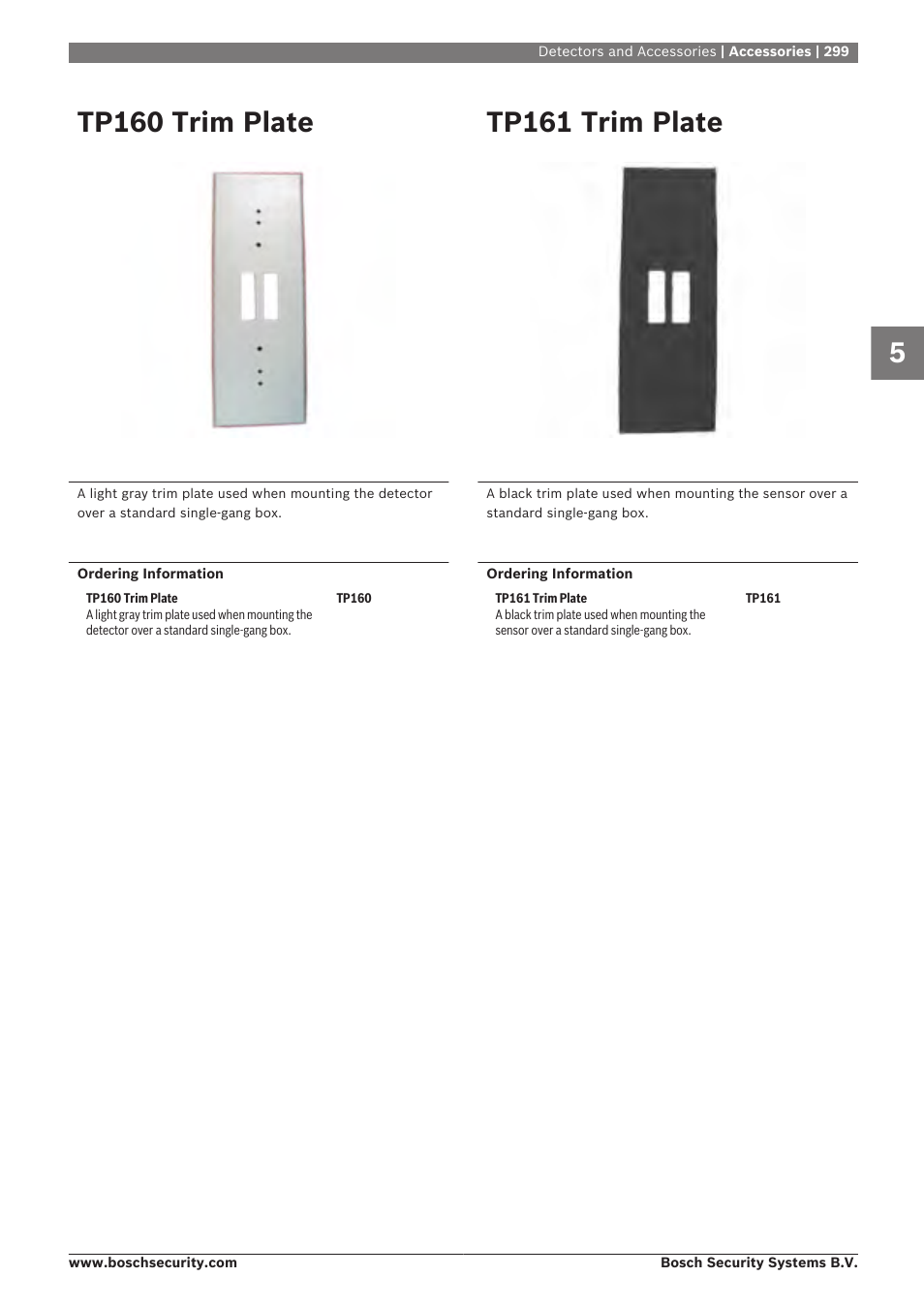 Tp160 trim plate, Tp161 trim plate | Bosch 8-Dec User Manual | Page 307 / 506