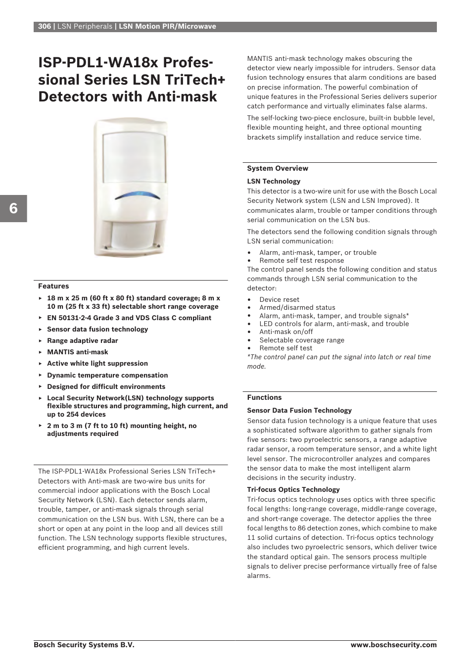 Isp‑pdl1‑wa18x professional series lsn tritech, Detectors with anti‑mask | Bosch 8-Dec User Manual | Page 314 / 506