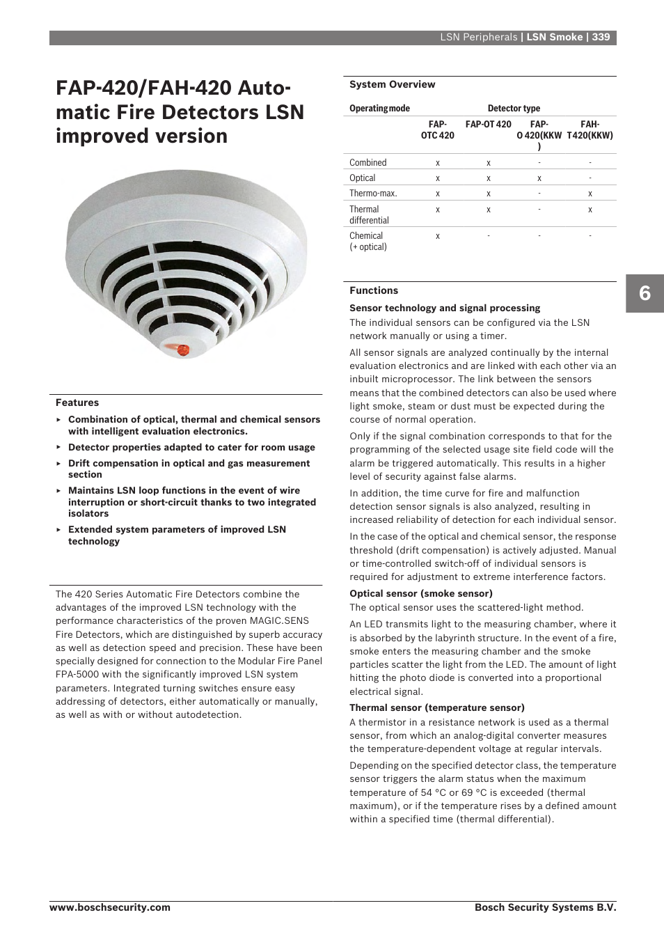 Fap‑420/fah‑420 automatic fire detectors lsn, Improved version | Bosch 8-Dec User Manual | Page 347 / 506