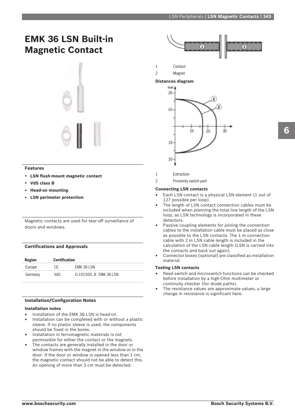 Emk 36 lsn built-in magnetic contact, Lsn magnetic contacts | Bosch 8-Dec User Manual | Page 351 / 506