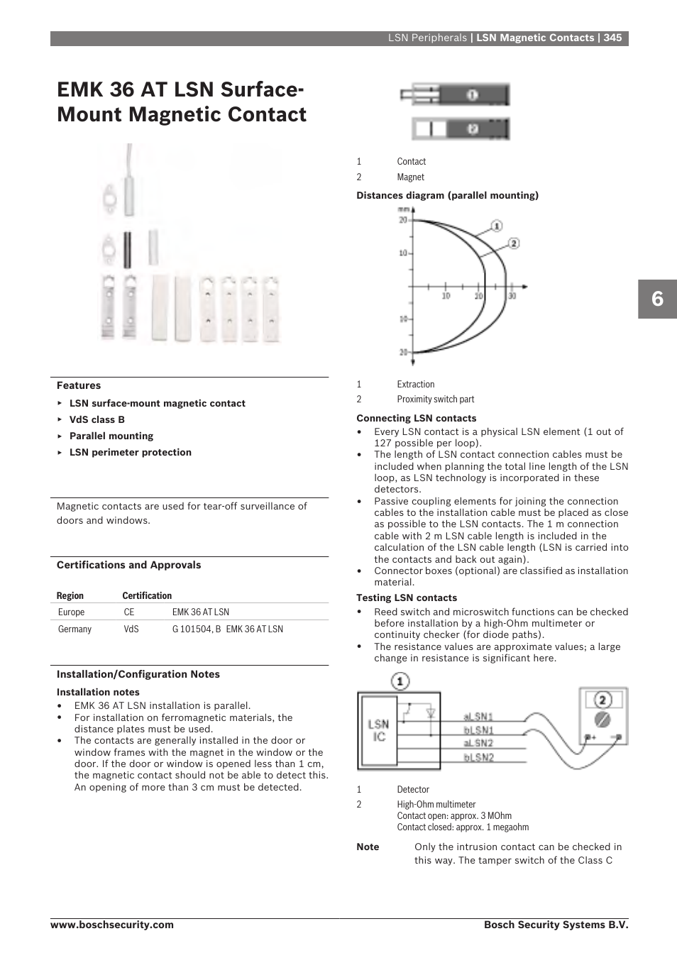 Emk 36 at lsn surface-mount magnetic contact, Emk 36 at lsn surface- mount magnetic contact | Bosch 8-Dec User Manual | Page 353 / 506