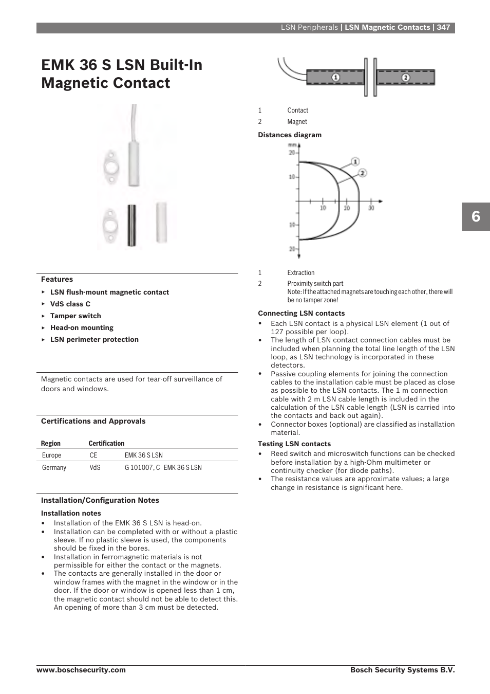 Emk 36 s lsn built-in magnetic contact | Bosch 8-Dec User Manual | Page 355 / 506