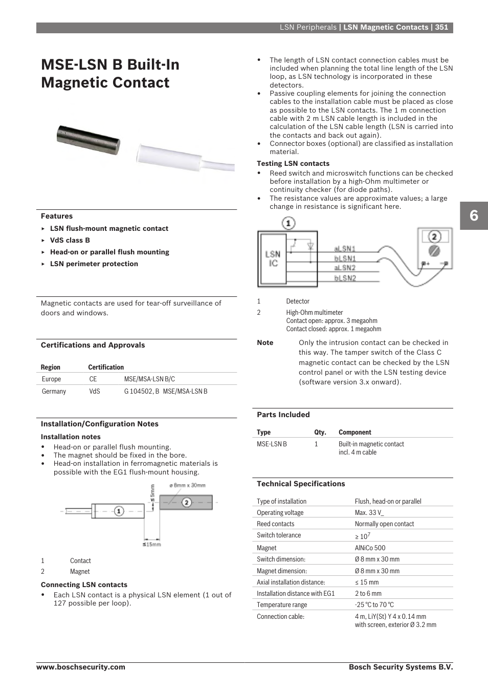 Mse-lsn b built-in magnetic contact | Bosch 8-Dec User Manual | Page 359 / 506