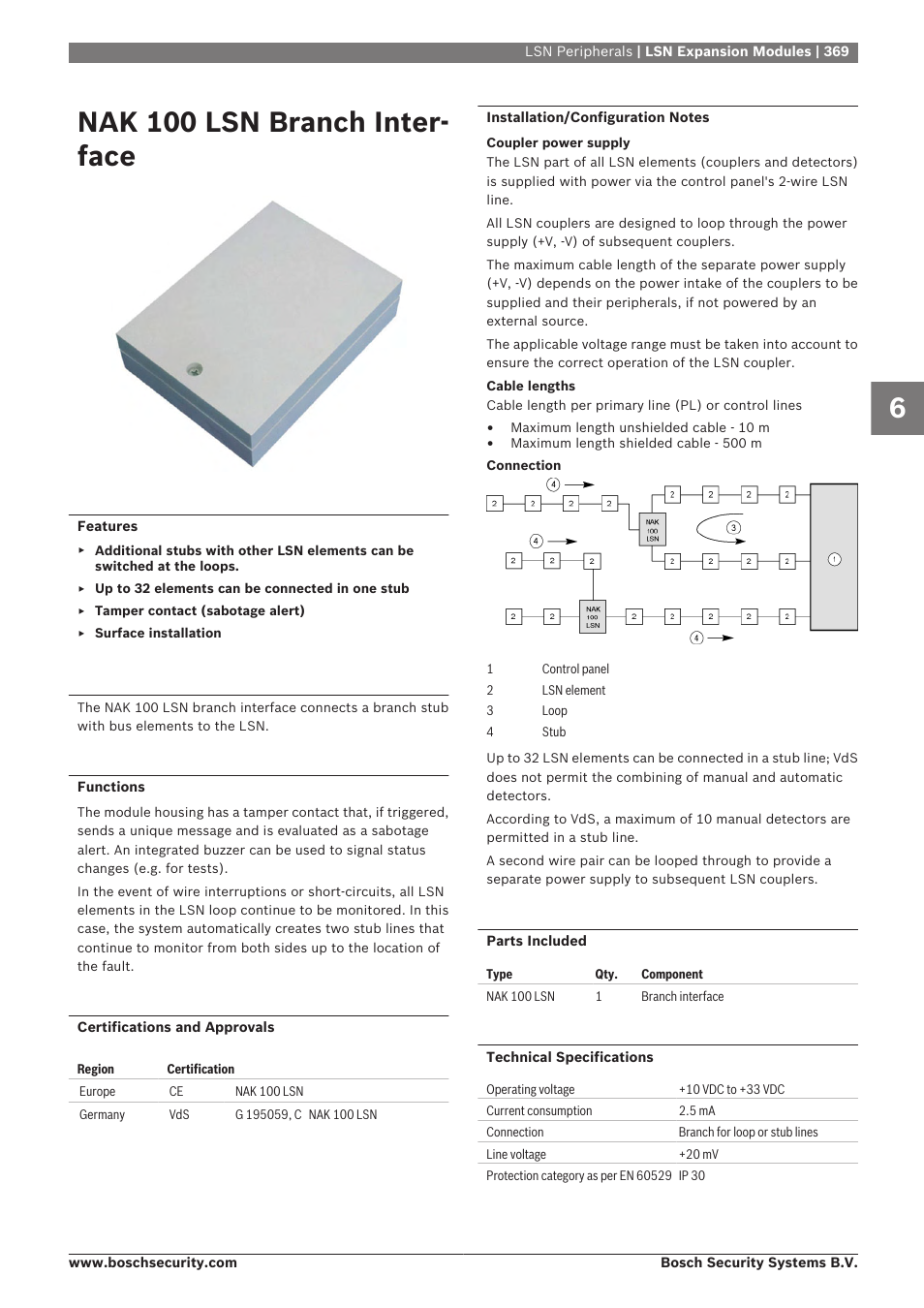 Nak 100 lsn branch interface, Nak 100 lsn branch inter- face | Bosch 8-Dec User Manual | Page 377 / 506