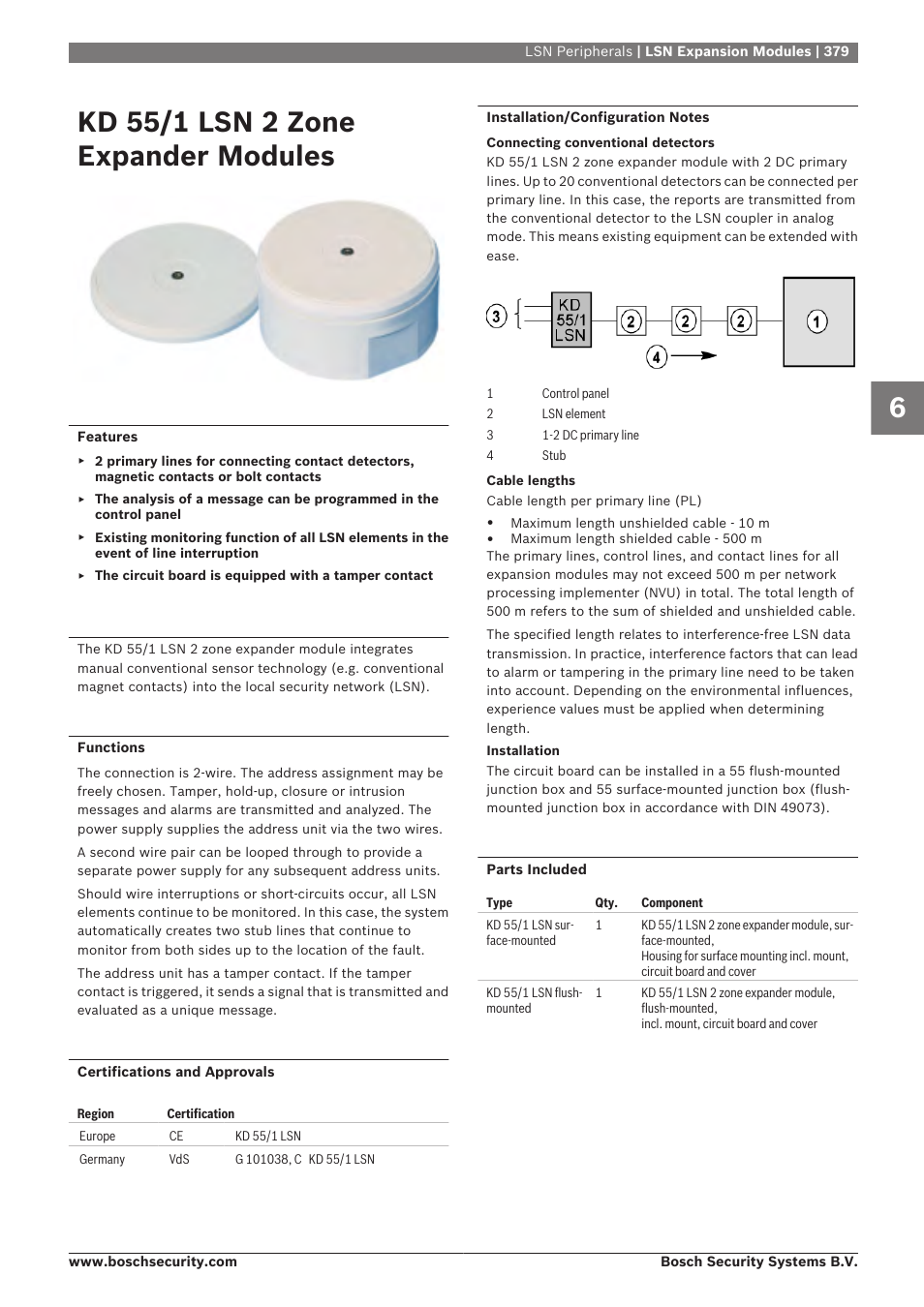 Kd 55/1 lsn 2 zone expander modules | Bosch 8-Dec User Manual | Page 387 / 506