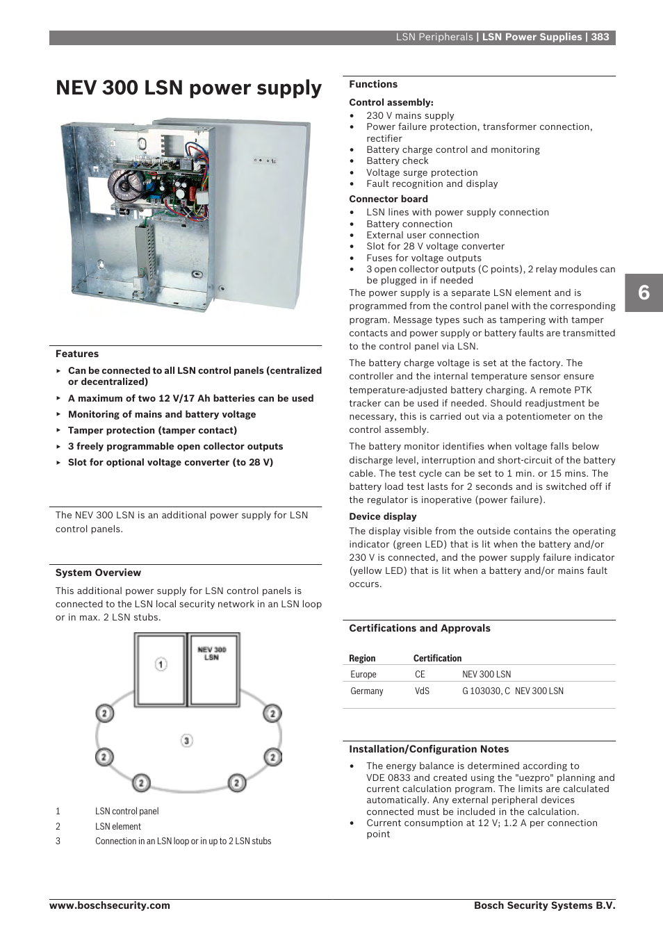 Nev 300 lsn power supply, Lsn power supplies | Bosch 8-Dec User Manual | Page 391 / 506